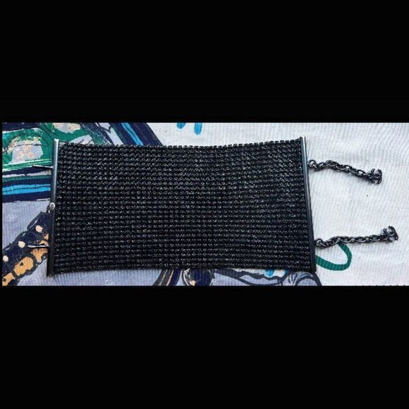 Vintage CHANEL Black Swarovski Crystal Mesh Bracelet 1998 - Picture 5 of 12